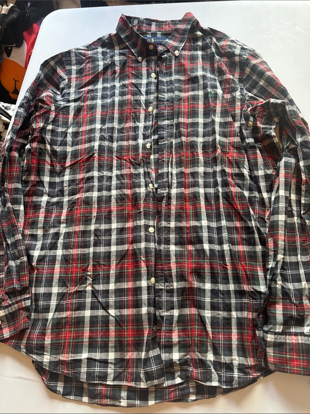 Ralph Lauren Black, Red & White Plaid Button-Down Shirt